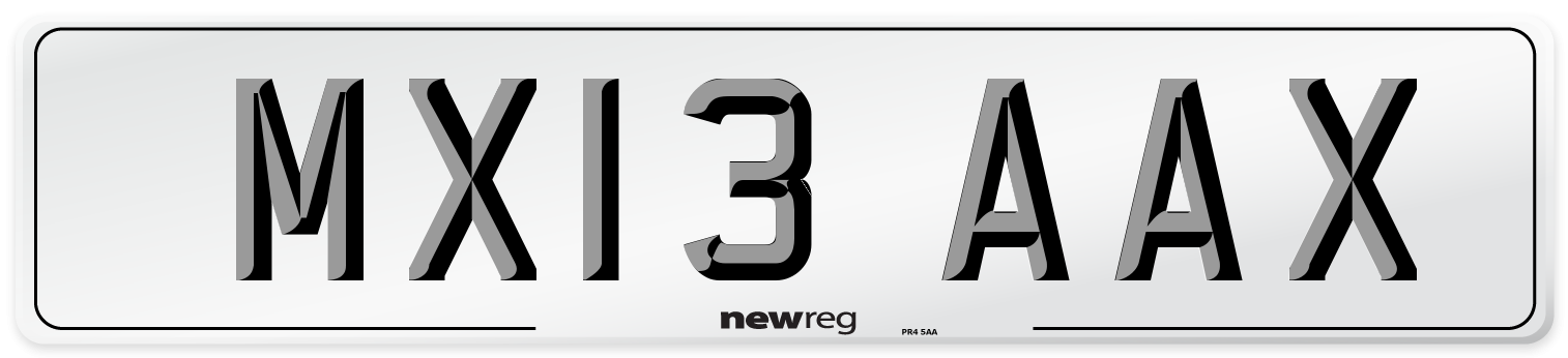 MX13 AAX Number Plate from New Reg